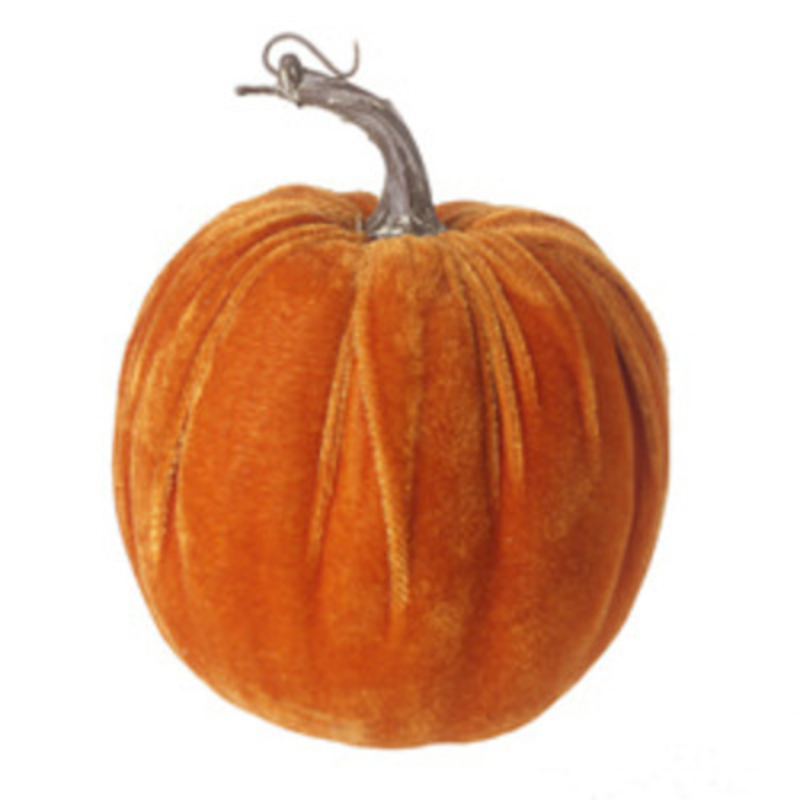 Small Velvet Orange Fabric Pumpkin by Heaven Sends